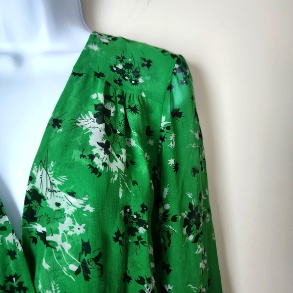 NWT Veronica Beard | 100% Silk Sean Floral Mini Dress in Green Multi - Size 8 - Picture 4 of 13